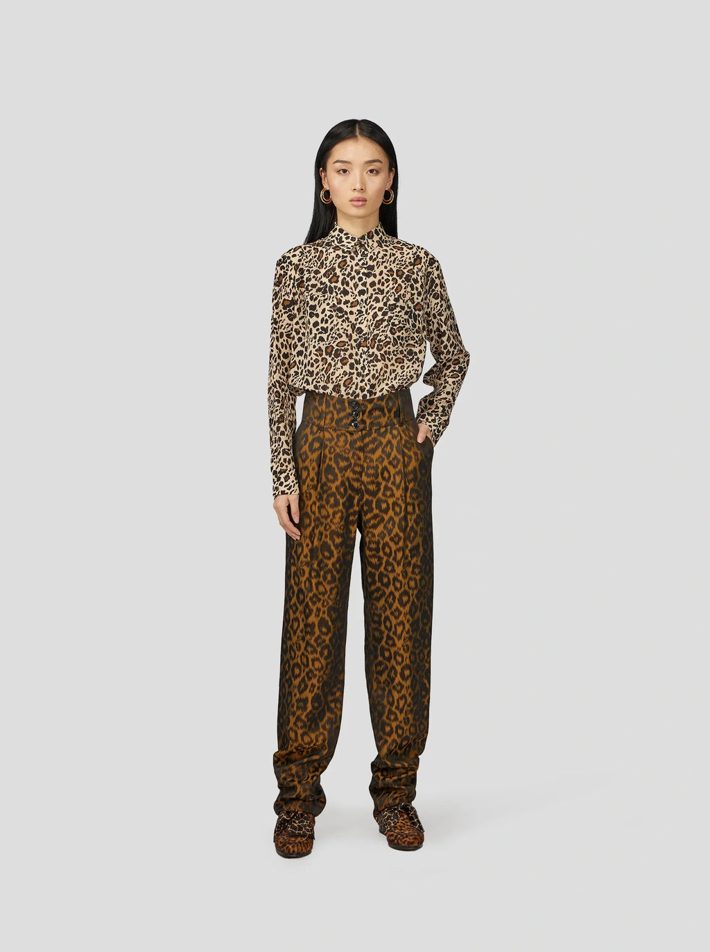 Chemise Dori En Imprimé Léopard Soyeux