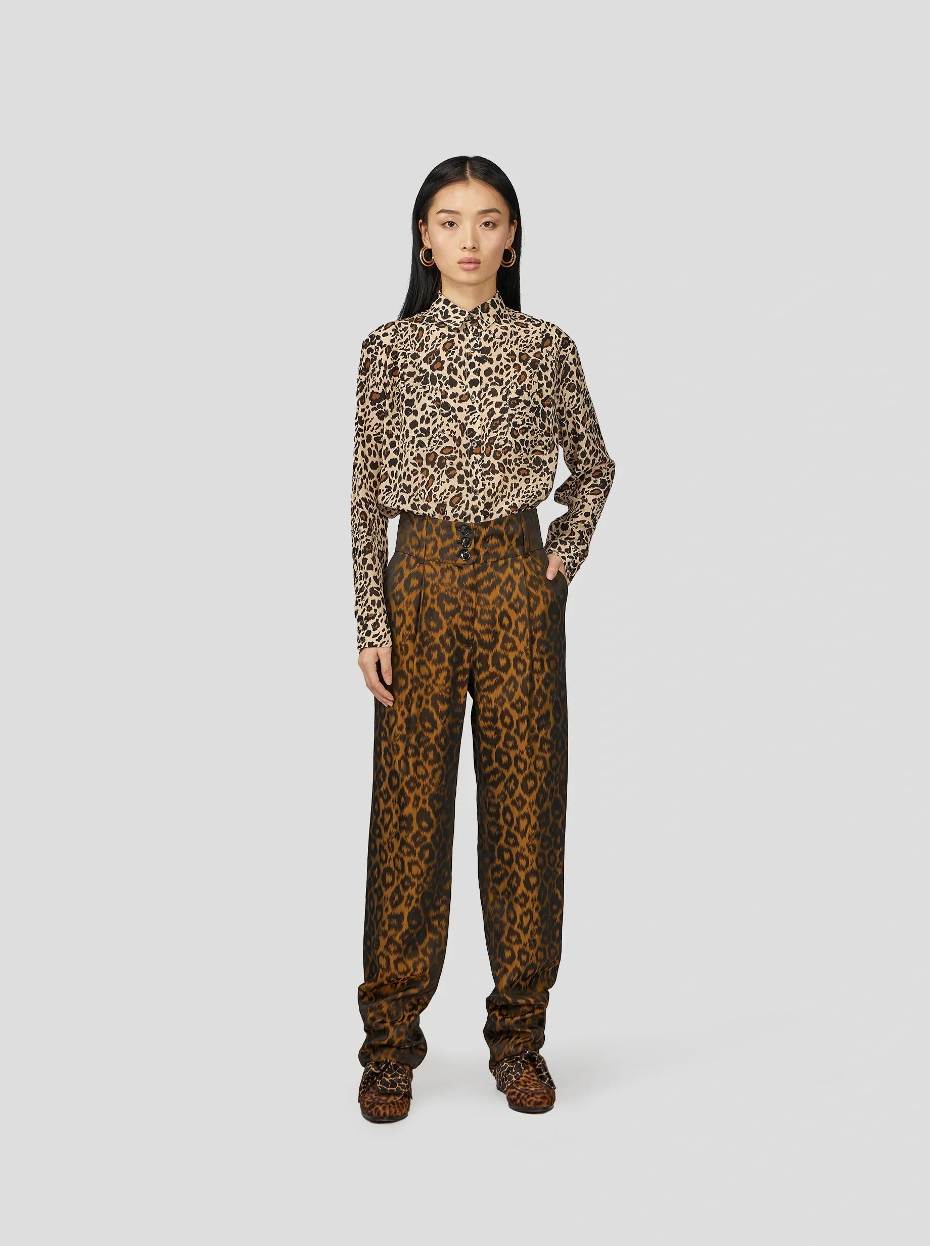Chemise Dori En Imprimé Léopard Soyeux