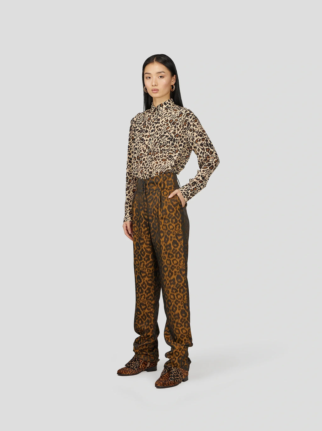 Chemise Dori En Imprimé Léopard Soyeux