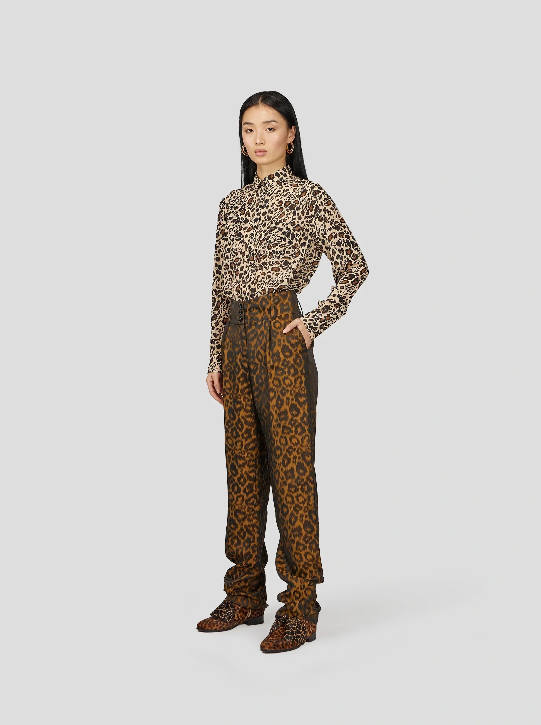 Chemise Dori En Imprimé Léopard Soyeux