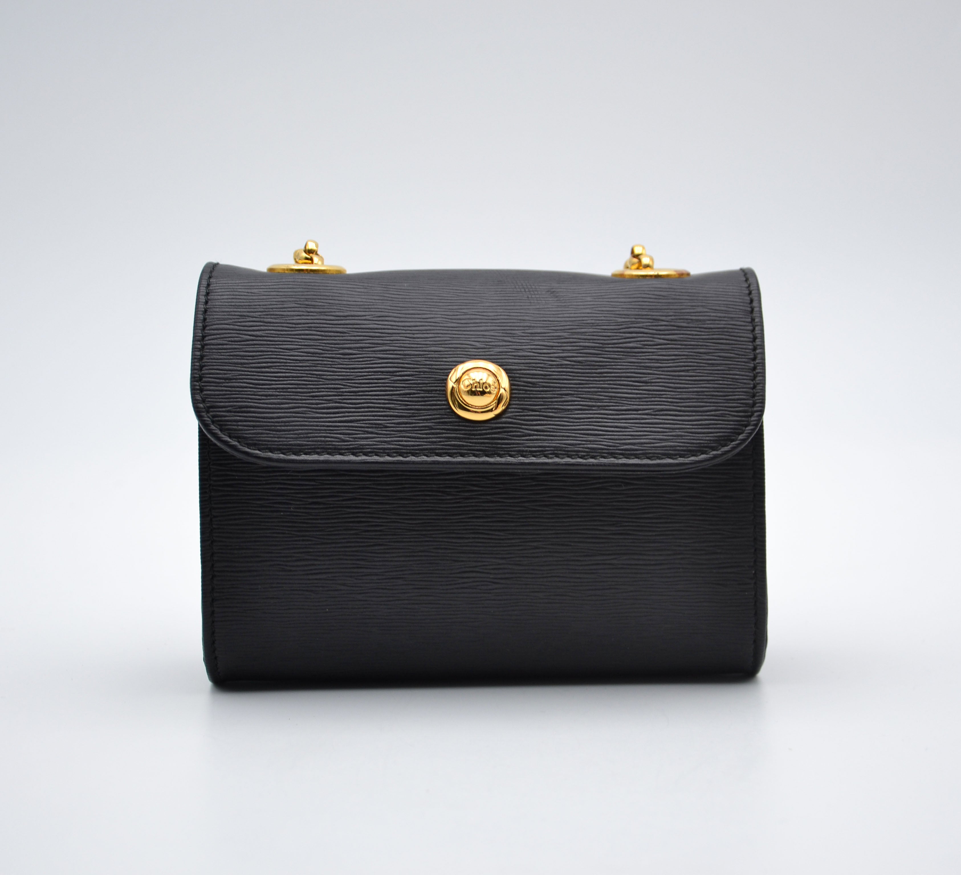 Mini Sac Chloé Noir Cuir Grainé Chaîne Dorée