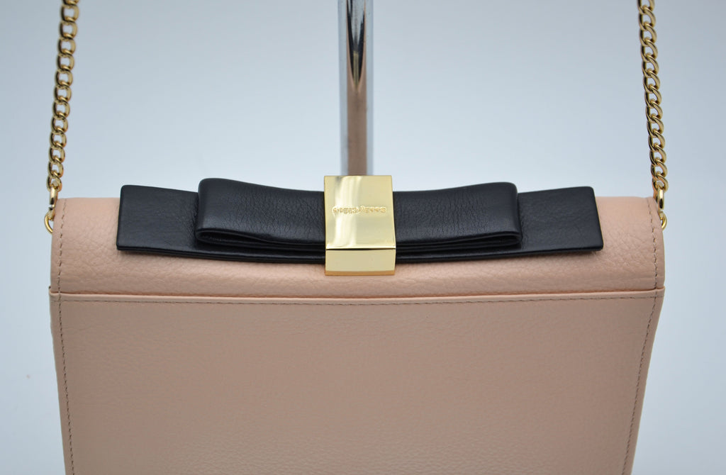 Sac See By Chloé Wallet On Chain Cuir Grainé Rose Pastel