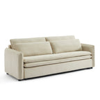 Cibola - Canapé Droit Convertible 3 Places - Velours Côtelé Beige