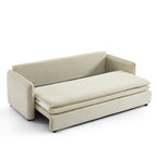 Cibola - Canapé Droit Convertible 3 Places - Velours Côtelé Beige