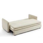 Cibola - Canapé Droit Convertible 3 Places - Velours Côtelé Beige