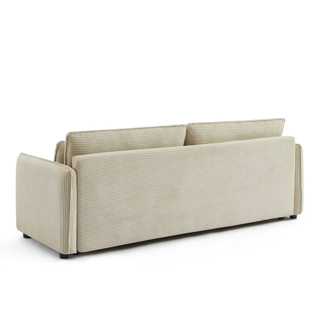 Cibola - Canapé Droit Convertible 3 Places - Velours Côtelé Beige