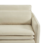Cibola - Canapé Droit Convertible 3 Places - Velours Côtelé Beige