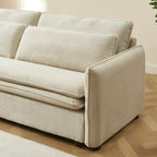 Cibola - Canapé Droit Convertible 3 Places - Velours Côtelé Beige