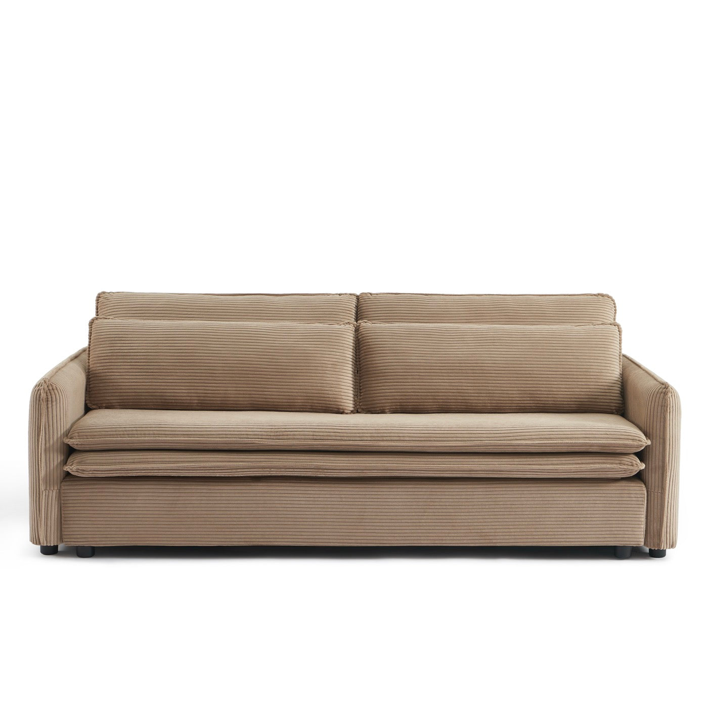 Cibola - Canapé Droit Convertible 3 Places - Velours Côtelé Taupe