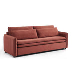 Cibola - Canapé Droit Convertible 3 Places - Velours Côtelé Terracotta