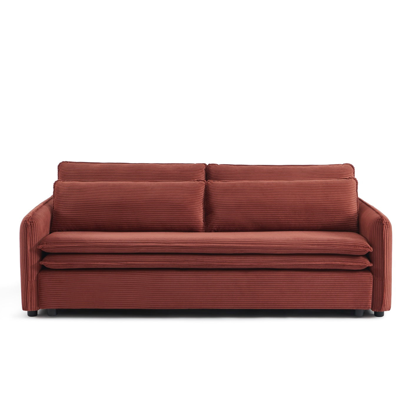 Cibola - Canapé Droit Convertible 3 Places - Velours Côtelé Terracotta