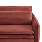 Cibola - Canapé Droit Convertible 3 Places - Velours Côtelé Terracotta