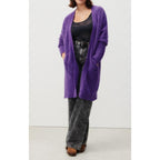 Gilet Mi-Long Manches Longues - Violet - Femme