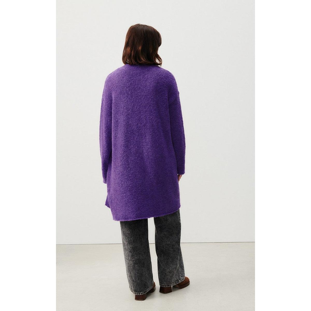 Gilet Mi-Long Manches Longues - Violet - Femme