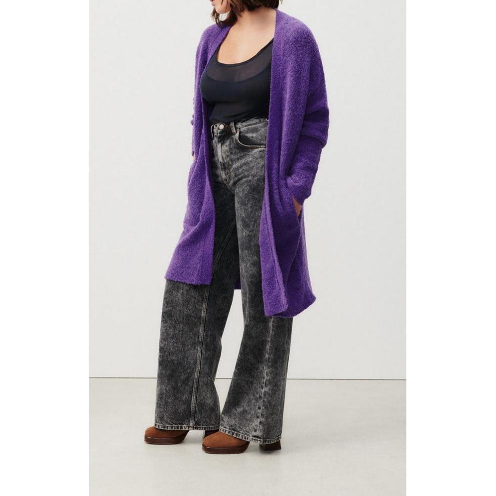 Gilet Mi-Long Manches Longues - Violet - Femme