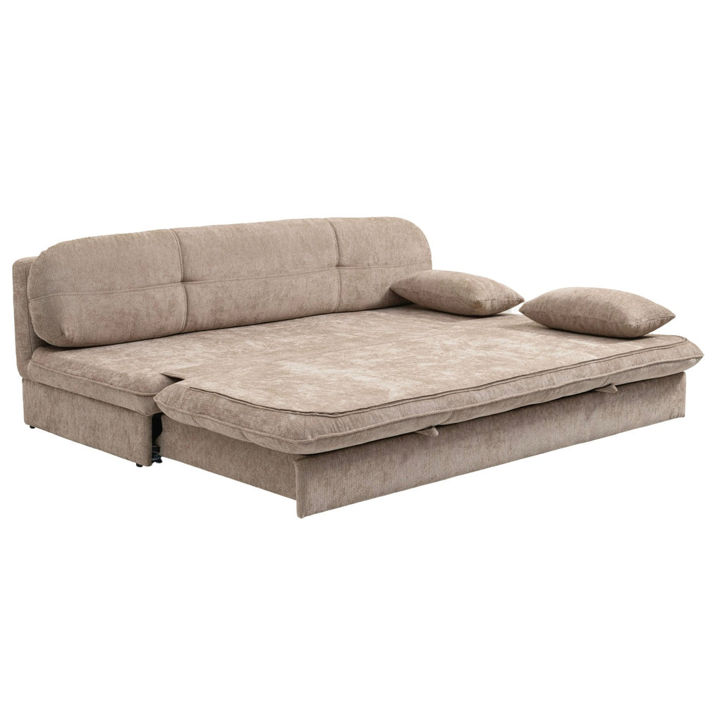 Cila - Banquette Convertible 3 Places - Tissu Marron