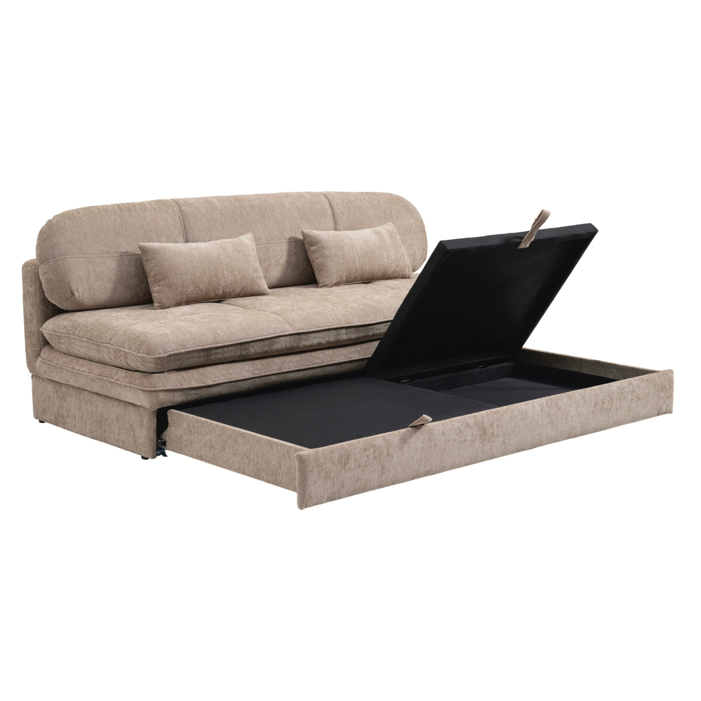 Cila - Banquette Convertible 3 Places - Tissu Marron