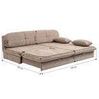 Cila - Banquette Convertible 3 Places - Tissu Marron
