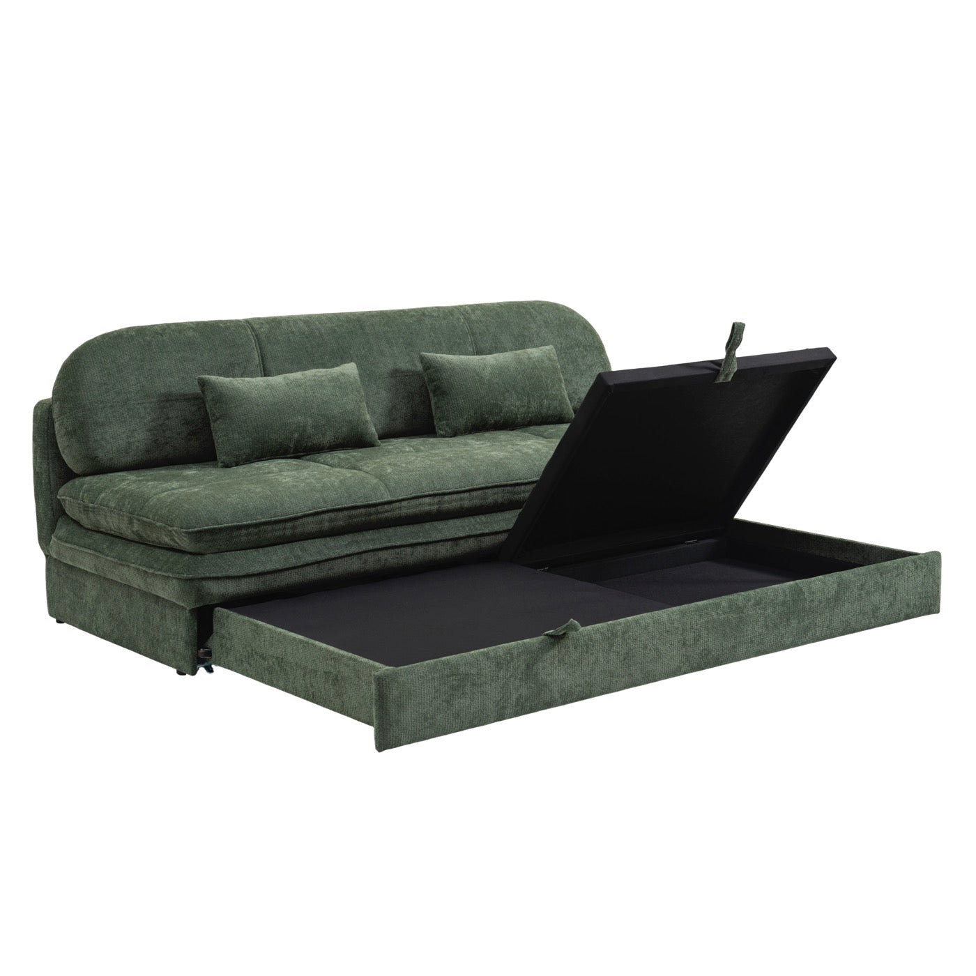 Cila - Banquette Convertible 3 Places - Tissu Vert