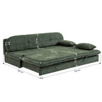 Cila - Banquette Convertible 3 Places - Tissu Vert
