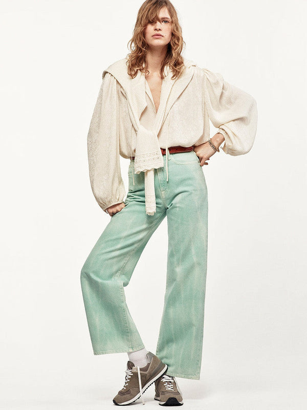 Blouse Cinched Sleeve Popover - Cream