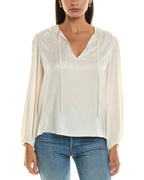 Blouse Cinched Sleeve Popover - Cream