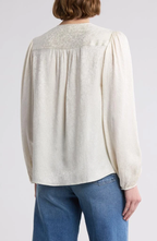 Blouse Cinched Sleeve Popover - Cream