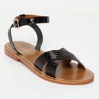 Sandales Mansi - Noir Vernis Croco