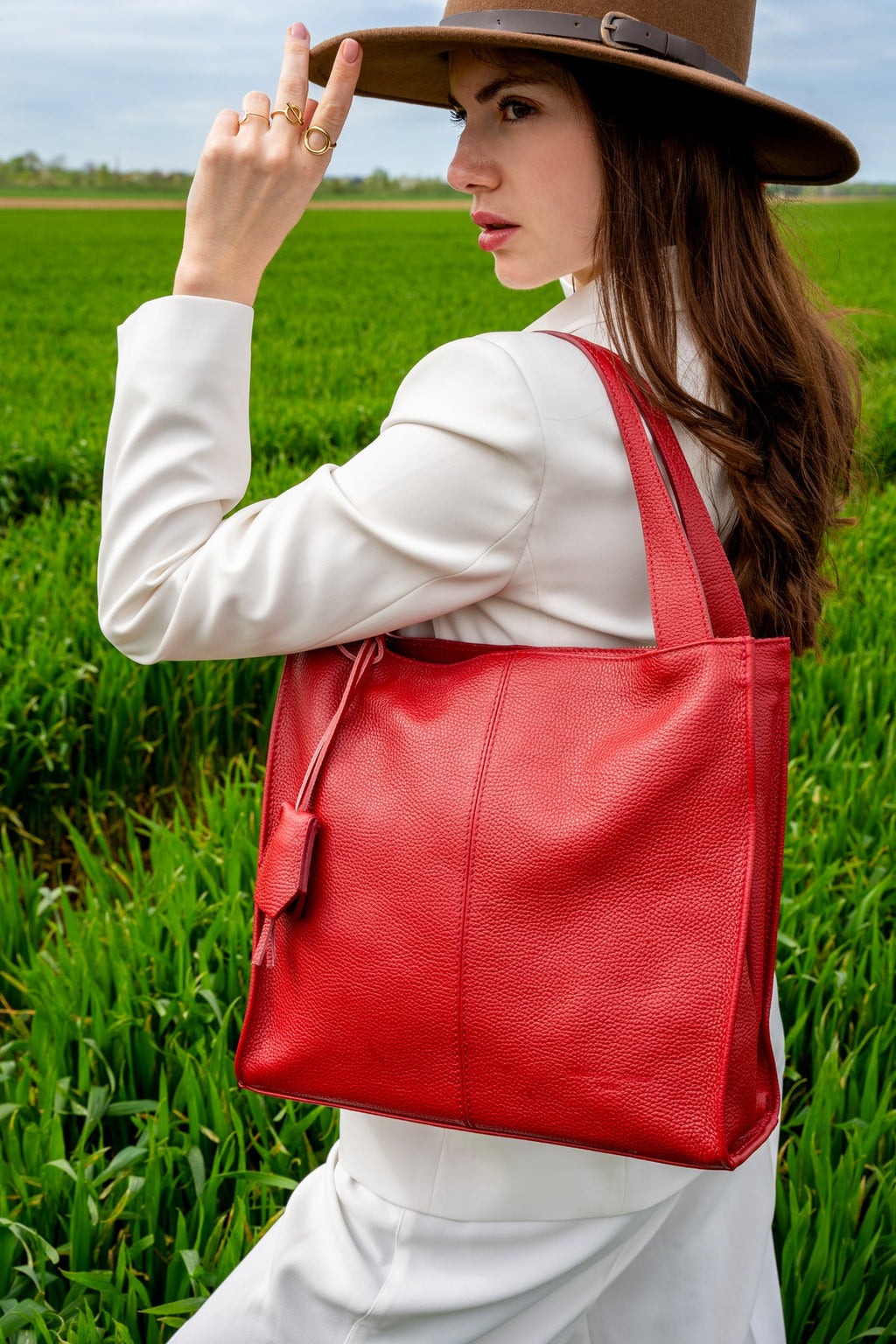 Sac A Main Agathe - Rouge Cerise