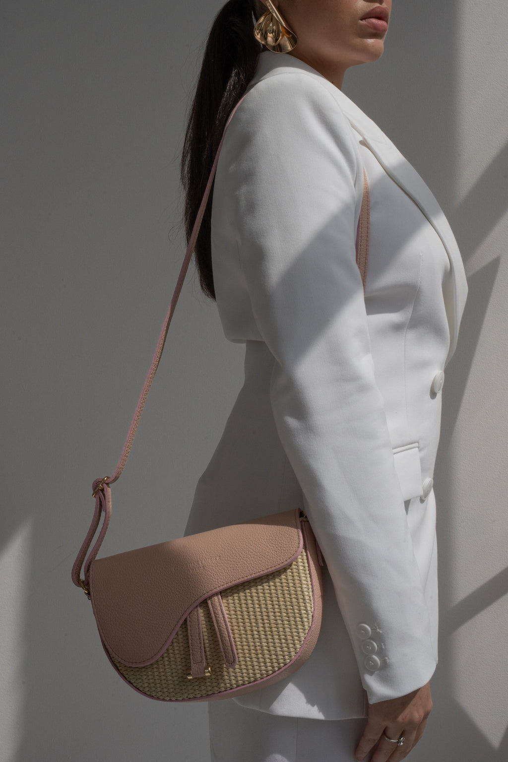 Sac À Bandoulière Kena Rafia - Rose Clair