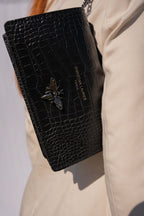 Sac À Bandoulière Stacy Croco - Noir