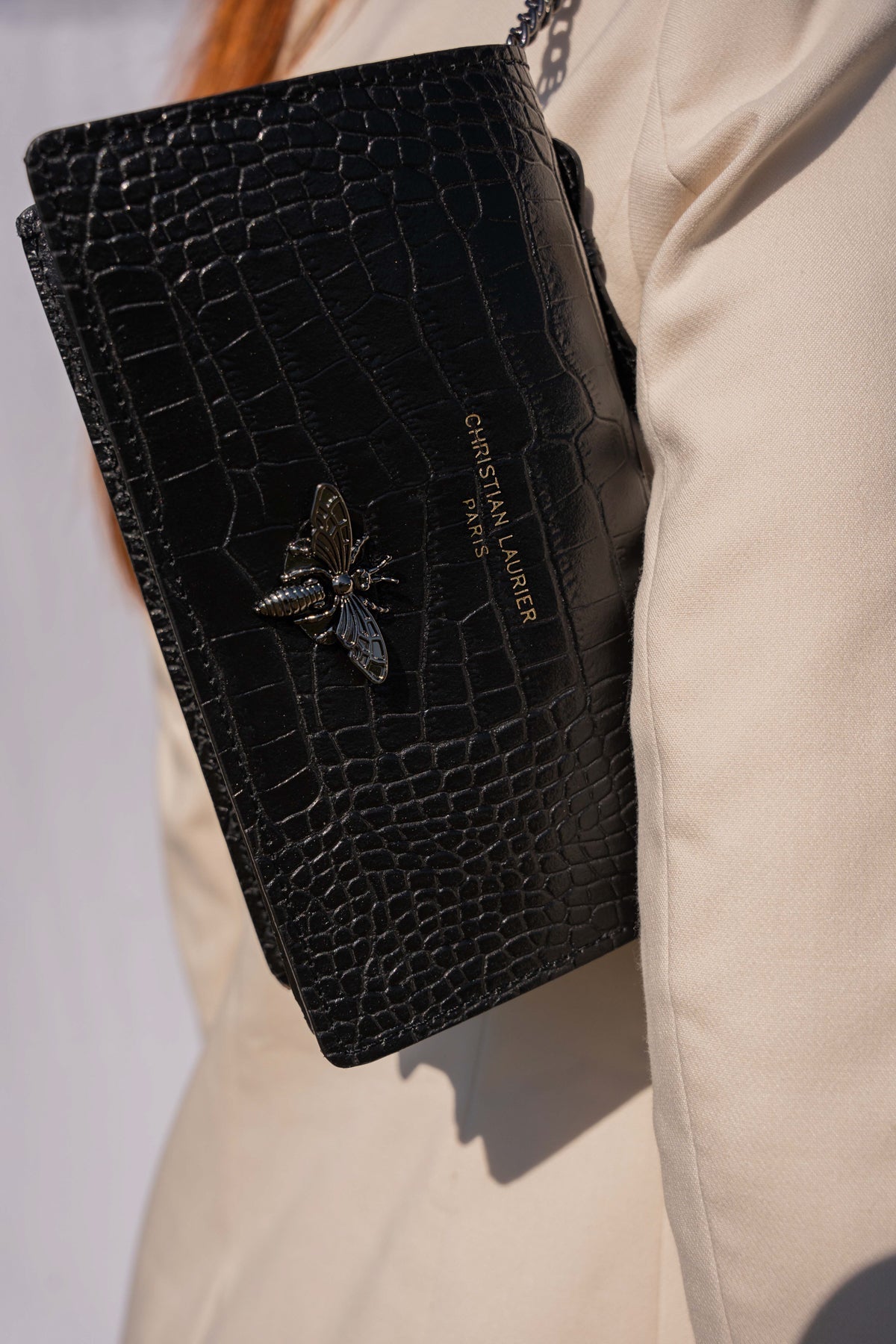 Sac À Bandoulière Stacy Croco - Noir