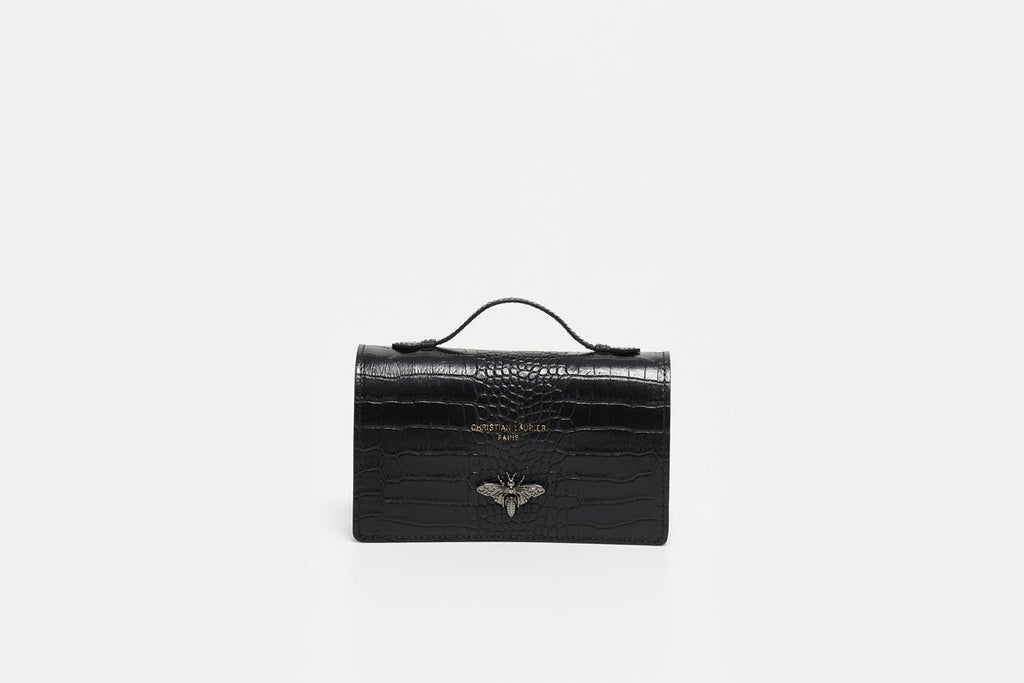 Sac À Bandoulière Stacy Croco - Noir