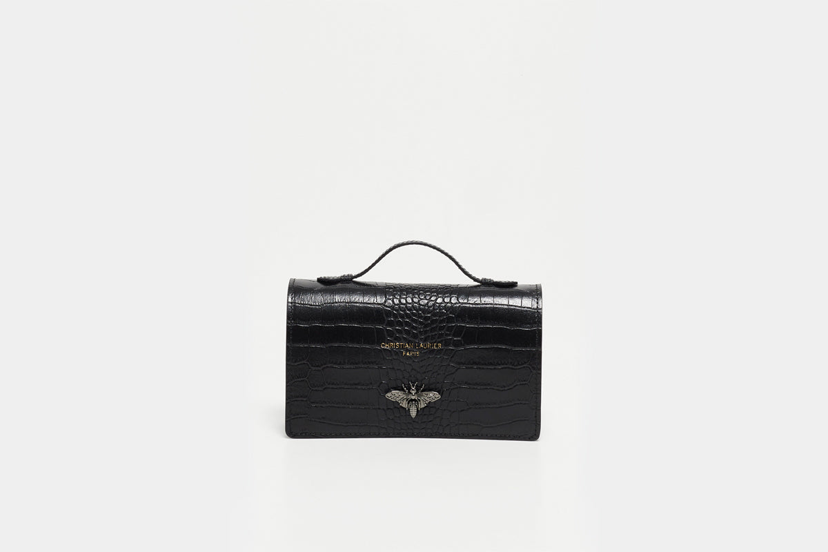 Sac À Bandoulière Stacy Croco - Noir