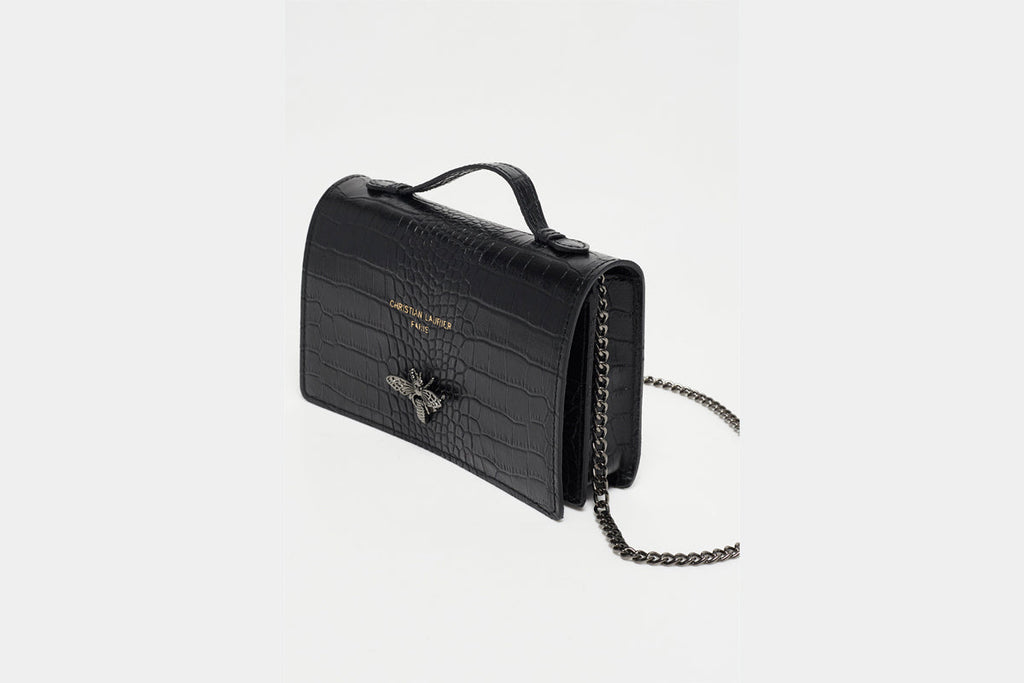 Sac À Bandoulière Stacy Croco - Noir