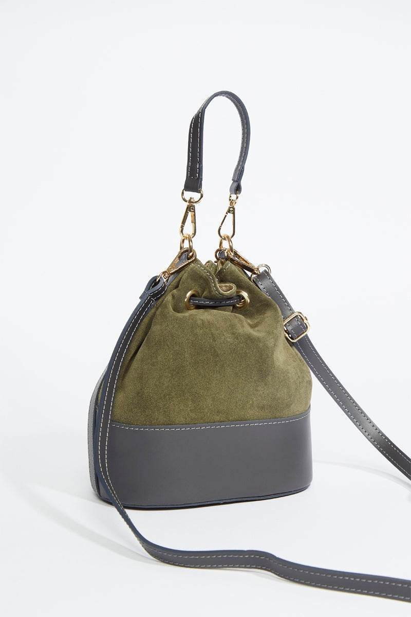 Sac Seau Katy - Vert Olive Et Gris Anthracite