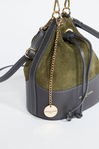 Sac Seau Katy - Vert Olive Et Gris Anthracite