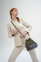 Sac Seau Katy - Vert Olive Et Gris Anthracite
