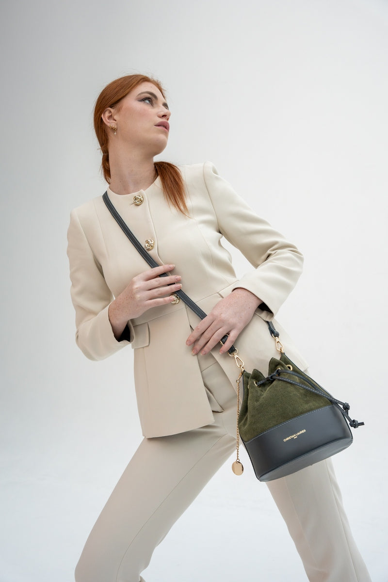 Sac Seau Katy - Vert Olive Et Gris Anthracite