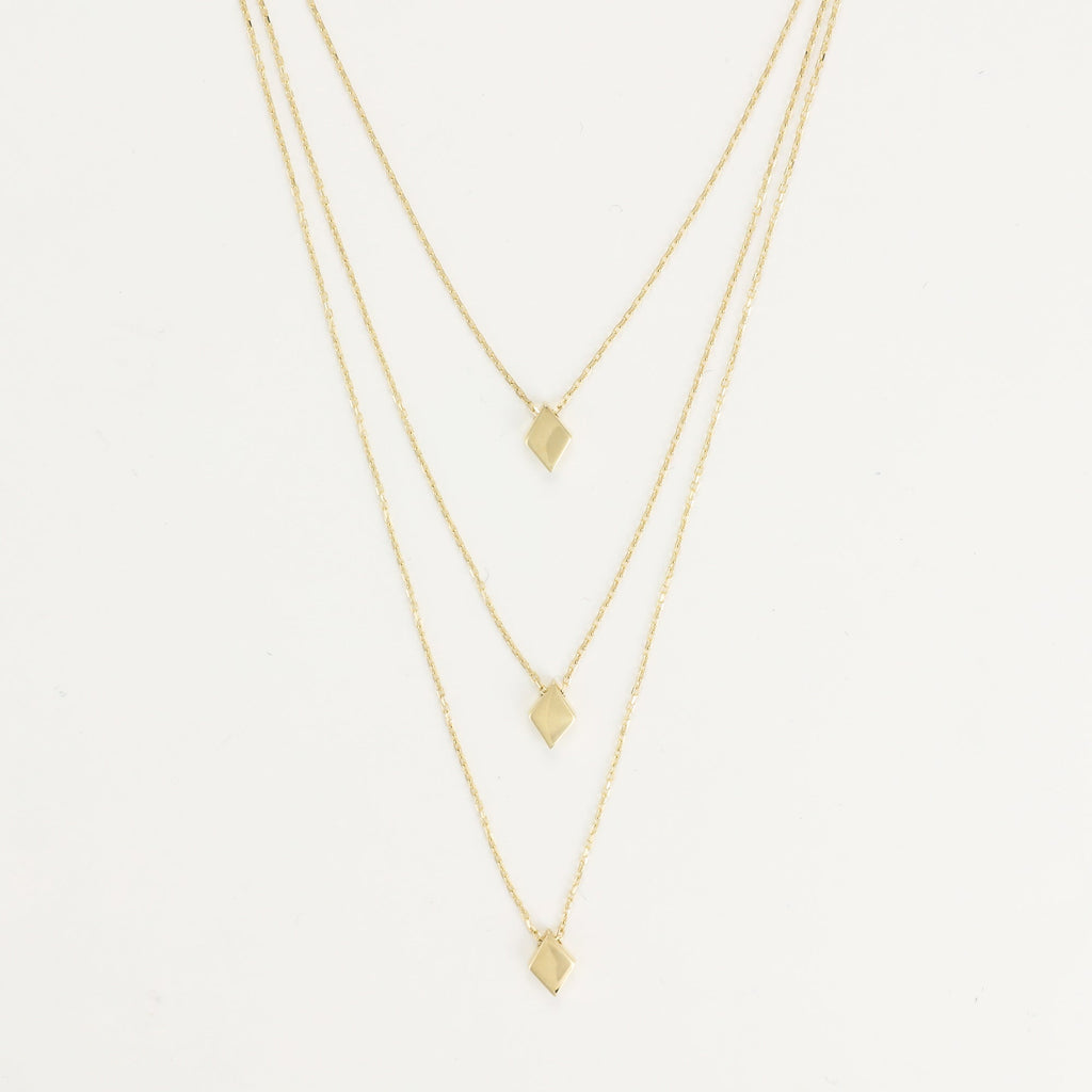 Collier Multi Rangs "Losange"  Or Jaune 375/1000