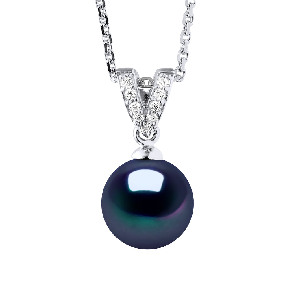 Collier Joaillerie Perle Ronde 9-10 Mm - Plusieurs Coloris - Chaîne Forçat - Argent 925 - Canet