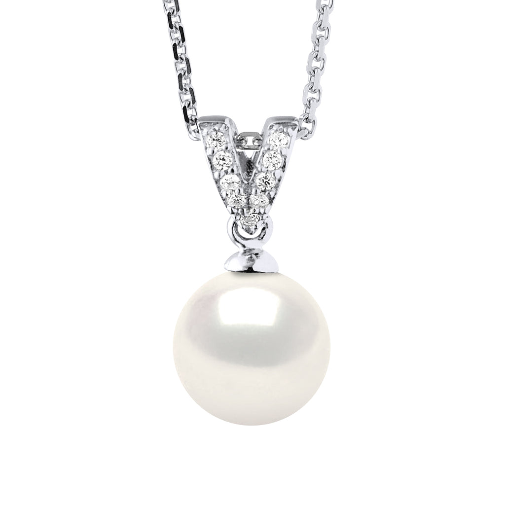 Collier Joaillerie Perle Ronde 9-10 Mm - Plusieurs Coloris - Chaîne Forçat - Argent 925 - Canet