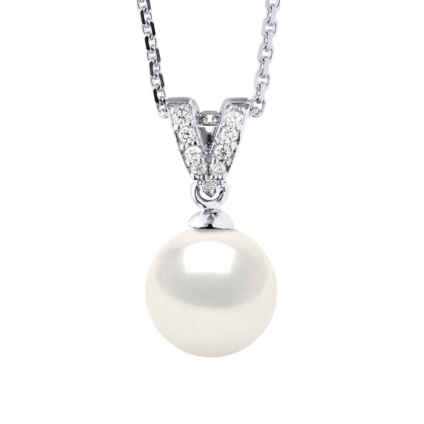 Collier Joaillerie Perle Ronde 9-10 Mm - Plusieurs Coloris - Chaîne Forçat - Argent 925 - Canet