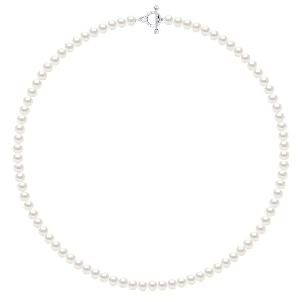 Collier Rang De Perles Semi Rondes 6-7 Mm - 55 Et 60 Cm -  Argent 925 - Honfleur