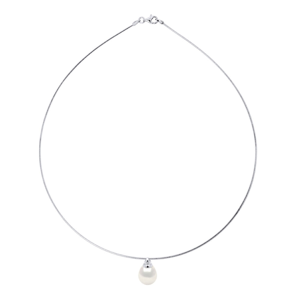 Collier Semi Rigide Véritable Perle De Culture D'Eau Douce Poire 10-11 Mm