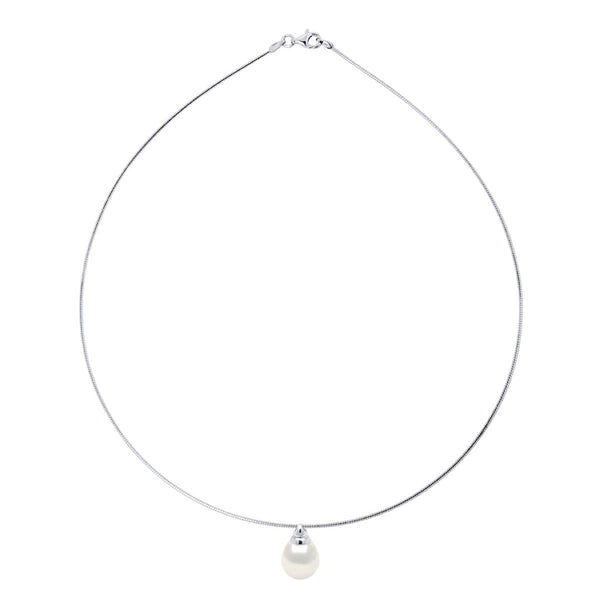 Collier Semi Rigide Véritable Perle De Culture D'Eau Douce Poire 10-11 Mm
