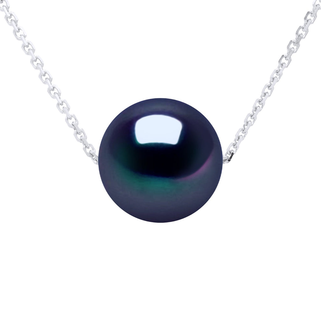 Collier Perle Ronde 8-9 Mm - Chaîne Forçat - Argent 925 - Biarritz