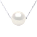 Collier Perle Ronde 8-9 Mm - Chaîne Forçat - Argent 925 - Biarritz