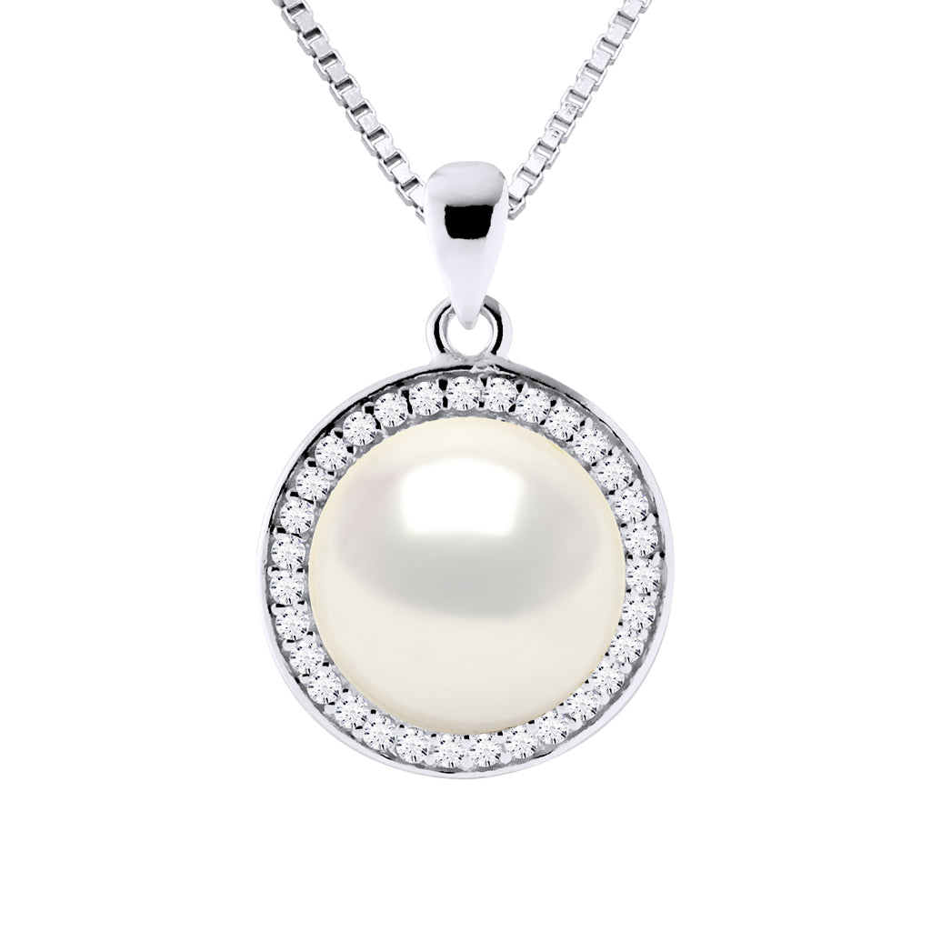 Collier - Véritable Perle De Culture D'Eau Douce Bouton 10-11 Mm