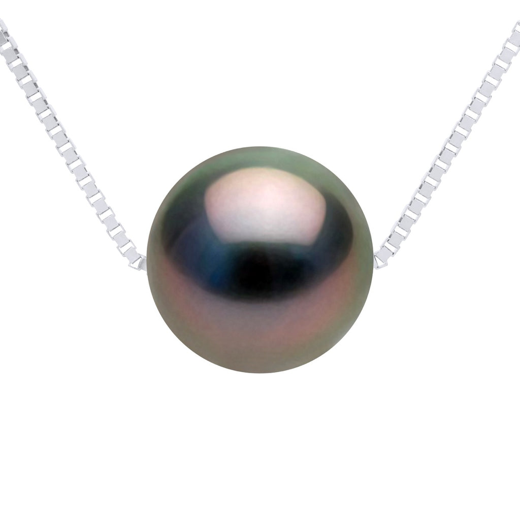 Collier Véritable Perle De Culture De Tahiti Ronde 9-10 Mm